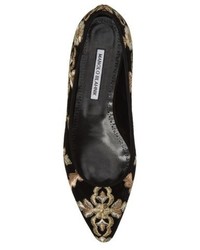 Manolo Blahnik Tittermo Floral Embroidered Ballet Flat