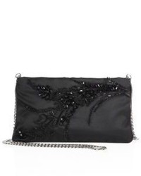 Black Embroidered Beaded Clutch