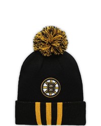 adidas Black Boston Bruins Three Ed Knit Hat With Pom At Nordstrom