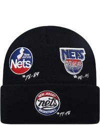 Mitchell & Ness Black New Jersey Nets Hardwood Classics Timeline Cuffed Knit Hat At Nordstrom
