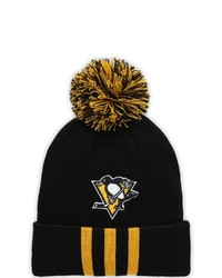 adidas Black Pittsburgh Penguins Three Ed Knit Hat With Pom At Nordstrom