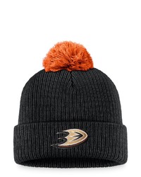 FANATICS Branded Black Anaheim Ducks Team Cuffed Knit Hat With Pom At Nordstrom