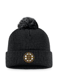 FANATICS Branded Black Boston Bruins Core Primary Logo Cuffed Knit Hat With Pom At Nordstrom