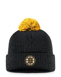FANATICS Branded Black Boston Bruins Team Cuffed Knit Hat With Pom At Nordstrom