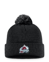 FANATICS Branded Black Colorado Avalanche Core Primary Logo Cuffed Knit Hat With Pom At Nordstrom