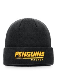 FANATICS Branded Black Pittsburgh Penguins Authentic Pro Locker Room Cuffed Knit Hat At Nordstrom