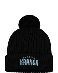 FANATICS Branded Black Seattle Kraken Wordmark Logo Cuffed Knit Hat With Pom At Nordstrom