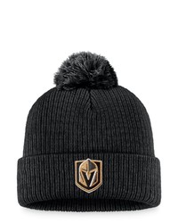 FANATICS Branded Black Vegas Golden Knights Core Primary Logo Cuffed Knit Hat With Pom At Nordstrom