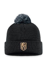 FANATICS Branded Black Vegas Golden Knights Team Cuffed Knit Hat With Pom At Nordstrom