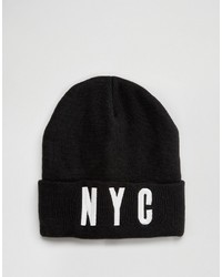 Asos Nyc Embroidered Beanie