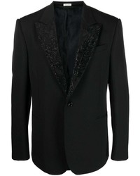 Alexander McQueen Embroidered Lapel Single Breasted Blazer