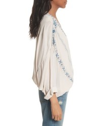 Free People Crescent Moon Embroidered Blouse