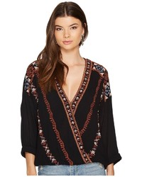 Free People Crescent Moon Embroidered Blouse Blouse