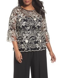 Alex Evenings Embroidered Bell Sleeve Blouse