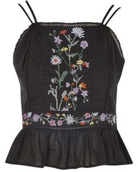 Topshop Embroidered Crossback Sun Top
