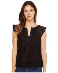 Lucky Brand Embroidered Flutter Top Clothing