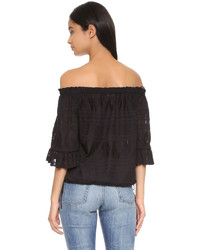 Rebecca Taylor Embroidered Gauze Top