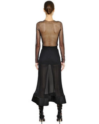 Francesco Scognamiglio Embroidered Sheer Stretch Tulle Top