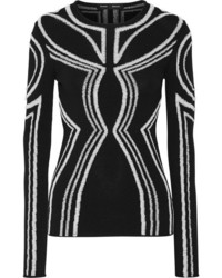 Proenza Schouler Embroidered Silk Blend Stretch Knit Top Black