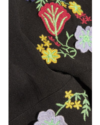 Anna Sui Garden Embroidered Georgette Blouse Black
