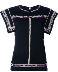 Isabel Marant Embroidered Cap Sleeve Top