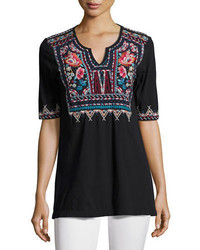 Johnny Was Mina Boho Embroidered Easy Top