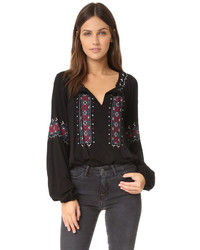 Cupcakes And Cashmere Nicki Embroidered Long Sleeve Top