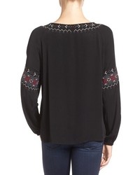 Cupcakes And Cashmere Nicki Embroidered Peasant Top