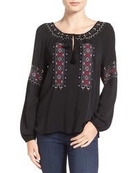 Cupcakes And Cashmere Nicki Embroidered Peasant Top