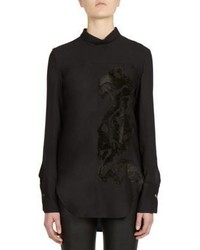 Ann Demeulemeester Solid Long Sleeve Embroidered Top