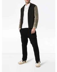 By Walid Cross Stitch Embroidered Contrast Sleeve Shirt Jacket