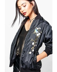 Boohoo Eliza Floral Embroidered Bomber
