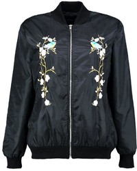 Boohoo Eliza Floral Embroidered Bomber