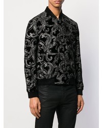 Saint Laurent Embroidered Velvet Bomber Jacket