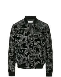 Saint Laurent Embroidered Velvet Bomber Jacket
