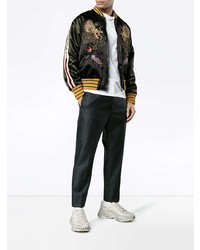 Gucci Gg Embroidered Dragon Bomber Jacket