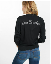 Express Heartbreaker Embroidered Black Bomber Jacket