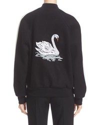 Stella McCartney Lorinda Embroidered Swan Melton Bomber Jacket