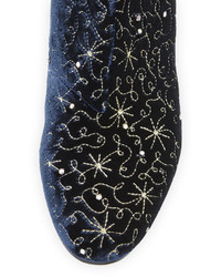 Ash Diamond Bis Embroidered Velvet Boot