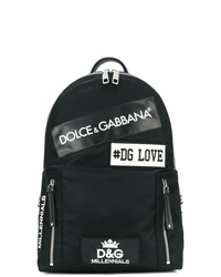 Black Embroidered Canvas Backpack