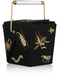 Charlotte Olympia Take Me Away Embroidered Satin Crepe Clutch