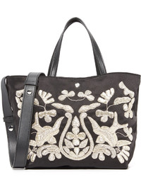 Black Embroidered Canvas Tote Bag