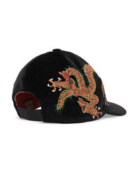 Gucci Embroidered Cotton Velvet Baseball Cap