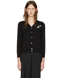 Marc Jacobs Black Wool Embroidered Patch Cardigan