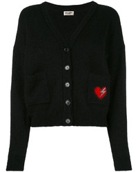 Saint Laurent Heart Embroidered Patch Cardigan