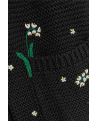 Valentino Oversized Embroidered Wool Cardigan Black