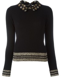 Black Embroidered Cashmere Sweater