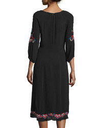 Nanette Lepore 34 Sleeve Midi Dress With Embroidery