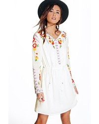 Boohoo Boutique Anya Embroidered Smock Dress