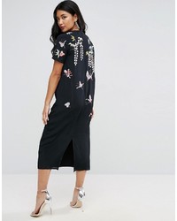 Asos Butterfly Embroidered Tshirt Midi Dress